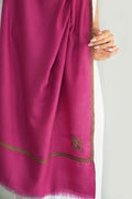 Kashmir Loom Sozni Baildar Koundar Hand Embroidered Pashmina Stole Fuchsia