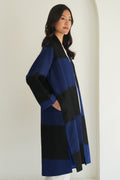 Kashmir Loom Ikat Tableau Cashmere Coat Cobalt Black
