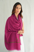 Kashmir Loom Sozni Baildar Koundar Hand Embroidered Pashmina Stole Fuchsia