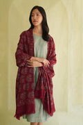 Kashmir Loom Kani Gulrang Butidar Jama Hand Woven Large Pashmina Shawl Red