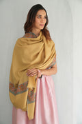 Sozni Ayaan Dordar Hand Embroidered Pashmina Shawl Gold