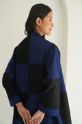 Kashmir Loom Ikat Tableau Cashmere Coat Cobalt Black