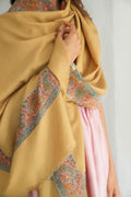 Sozni Ayaan Dordar Hand Embroidered Pashmina Shawl Gold