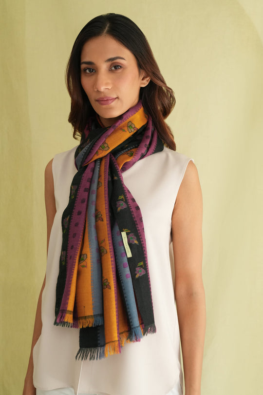 Kashmir Loom Kani Mariyam Khatrast Hand Woven Pashmina Scarf Autumn