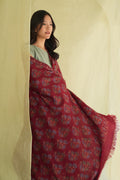 Kashmir Loom Kani Gulrang Butidar Jama Hand Woven Large Pashmina Shawl Red