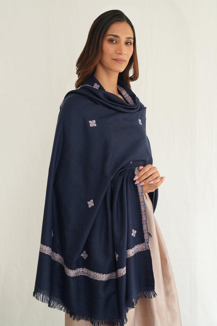 Kashmir Loom Sozni Viyana Hashiya Buti Hand Embroidered Pashmina Shawl Pencil