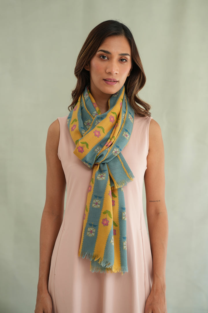 Kashmir Loom Kani Ridwan Hand Woven Pashmina Stole Spring