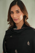 Kashmir Loom Sozni Aksi Gulzar Bail Buti Hand Embroidered Pashmina Stole Black
