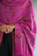 Kashmir Loom Kani Heer Posh Hand Woven Pashmina Large Shawl Fuchsia