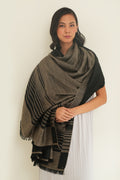 Kashmir Loom Horizon Cashmere Shawl Natural Black