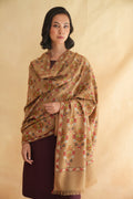 Kashmir Loom Kani Zahidan Buta Jamawar Hand Woven Pashmina Large Shawl Camel