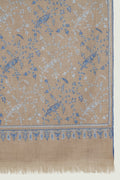 Kashmir Loom Sozni Jaaldar Hand Embroidered Pashmina Stole Natural Blue