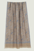 Kashmir Loom Sozni Jaaldar Hand Embroidered Pashmina Stole Natural Blue