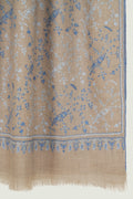 Kashmir Loom Sozni Jaaldar Hand Embroidered Pashmina Stole Natural Blue