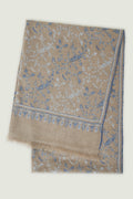 Kashmir Loom Sozni Jaaldar Hand Embroidered Pashmina Stole Natural Blue