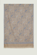 Kashmir Loom Sozni Jaaldar Hand Embroidered Pashmina Stole Natural Blue
