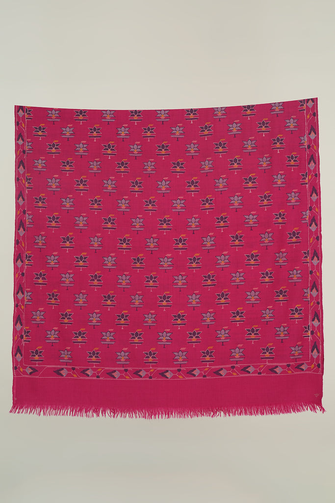 Handwoven Pashmina Kani Hafiz Buta Shawl Red | Kashmir Loom