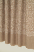 Kashmir Loom Sozni Jaaldar Hand Embroidered Pashmina Shawl Natural