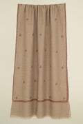 Kashmir Loom Sozni Paisley Bail Buti Hand Embroidered Pashmina Stole Natural