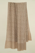 Kashmir Loom Sozni Jaaldar Hand Embroidered Pashmina Shawl Natural