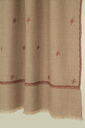 Kashmir Loom Sozni Paisley Bail Buti Hand Embroidered Pashmina Stole Natural