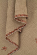 Kashmir Loom Sozni Paisley Bail Buti Hand Embroidered Pashmina Stole Natural