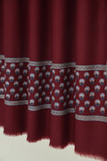 Kashmir Loom Sozni Nafees Buti Palledar Hand Embroidered Pashmina Large Shawl Cabernet