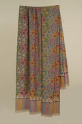 Kashmir Loom Kani Tajwara Baldar Hand Woven Pashmina Oversize Shawl Natural Multi