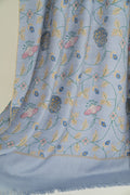 Kashmir Loom Kani Mehr Naz Hand Woven Pashmina Shawl Periwinkle