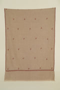 Kashmir Loom Sozni Paisley Bail Buti Hand Embroidered Pashmina Stole Natural