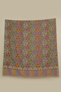 Kashmir Loom Kani Tajwara Baldar Hand Woven Pashmina Oversize Shawl Natural Multi