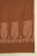 Kashmir Loom Sozni Rouhi Paisley Palledar Hand Embroidered Pashmina Shawl Olive