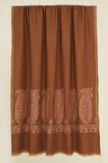 Kashmir Loom Sozni Rouhi Paisley Palledar Hand Embroidered Pashmina Shawl Olive