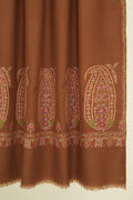 Kashmir Loom Sozni Rouhi Paisley Palledar Hand Embroidered Pashmina Shawl Olive