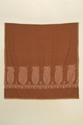 Kashmir Loom Sozni Rouhi Paisley Palledar Hand Embroidered Pashmina Shawl Olive