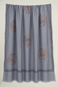 Kashmir Loom Sozni Afsoon Buta Hand Embroidered Large Pashmina Shawl Smoke