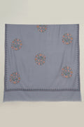 Kashmir Loom Sozni Afsoon Buta Hand Embroidered Large Pashmina Shawl Smoke