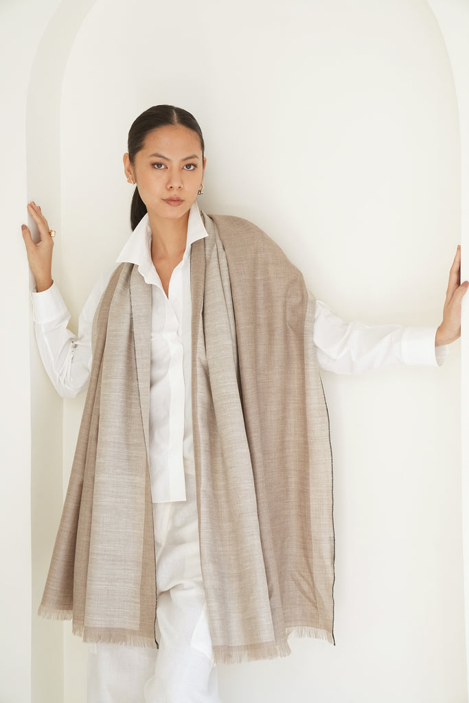 Handwoven Cashmere Twill Weave Stole | Kashmir Loom