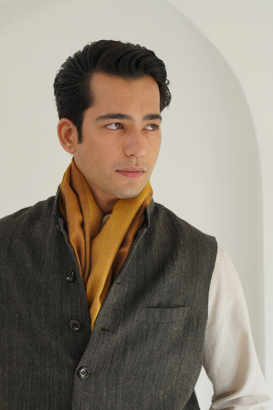 Kashmir Loom | Aurelia Bumblebee Pumpkin Stole