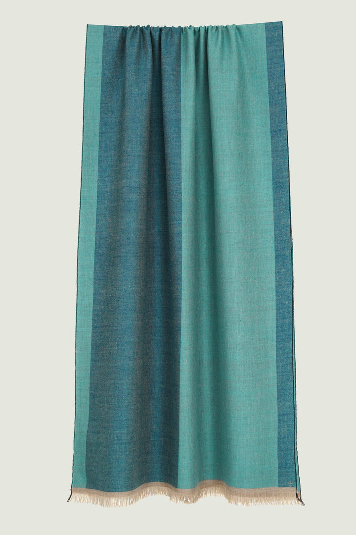 Kashmir Loom | Aurelia Mer Blue Coral Stole