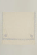 Kashmir Loom Sozni Aylin Corner Buta Hand Embroidered Pashmina Shawl Ivory