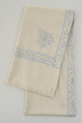 Kashmir Loom Sozni Aylin Corner Buta Hand Embroidered Pashmina Shawl Ivory