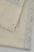 Kashmir Loom Sozni Aylin Corner Buta Hand Embroidered Pashmina Shawl Ivory