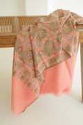 Kashmir Loom Sozni Jamawar Hand Embroidered Pashmina Shawl Coral