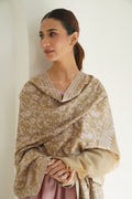 Sidra Jaaldar Hand Embroidered Pashmina Shawl Fawn Peach