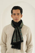 Kani Haft Bail Hand Woven Pashmina Scarf Black Teal