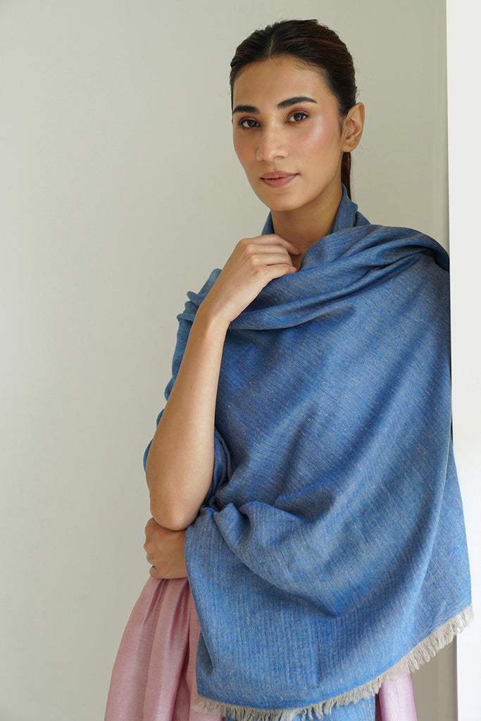 Handwoven Cashmere Herrringbone Shawl | Kashmir Loom