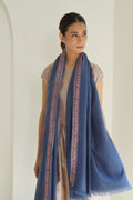 Sozni Gulbaan Edge Bail Hand Embroidered Pashmina Shawl Neptune