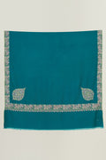 Kashmir Loom Sozni Borderdar Corner Buta Hand Embroidered Pashmina Shawl Teal