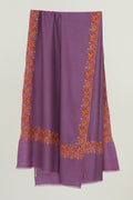 Kashmir Loom Sozni Borderdar Hand Embroidered Pashmina Shawl Mauve